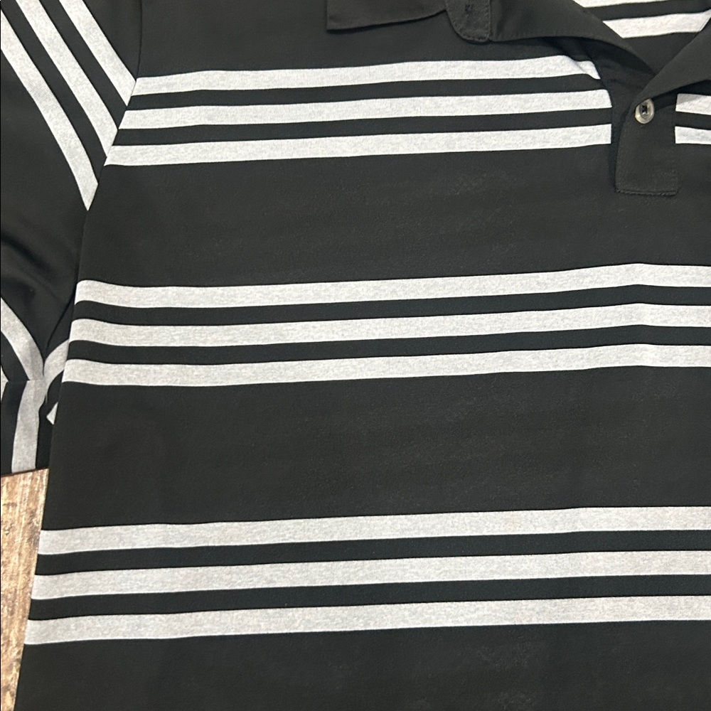 Adidas Black and Gray Striped Polo - Picture 3 of 6